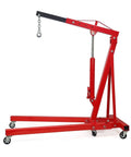 Heavy Duty Hydraulic Engine Hoist Cherry Picker Shop Crane With Folding Design For Garage And Auto Repair 4000 Pound Capacity side view with wheels