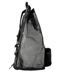 Side view of Georgian Mesh Backpack Roller Bag With Adjustable Handle, showing PVC mesh design, ideal for dive gear.