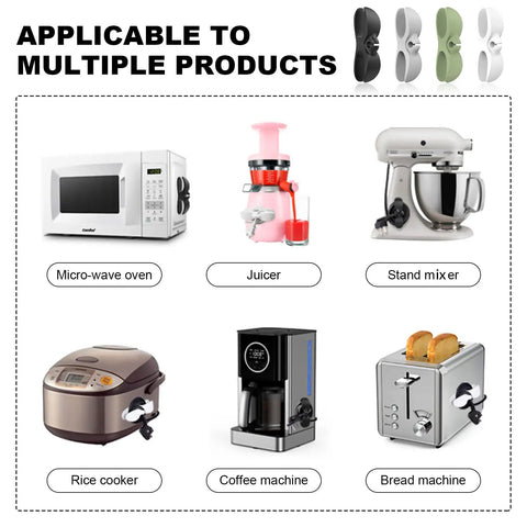 Image showing Stick On Small Appliance Cord Organizer 4 Pack for kitchen gadgets on microwave, juicer, stand mixer, rice cooker, coffee machine, bread machine