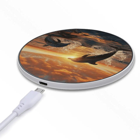 10W Fast Wireless Charger Pad For Phones Slim Portable Charging Station with dolphin design on surface