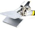 Sheet Metal Bending Pliers With Wide Jaws And Straight Jaws 80mm, nickel-plated steel, ergonomic handle, close-up of jaws and handle.