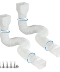White 2 Pack Rain Gutter Downspout Extensions Flexible Drain Downspout Extenders For Easy Rainwater Drainage Gutter Connector Extendable From 21 To 68 Inches Patented US Design with screws