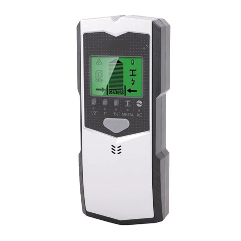 Bewinner 5 in 1 Wall Scanner Detector with LCD display, featuring buttons for metal and AC detection, ergonomic design.