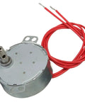 Built Tough Synchronous Motor AC 12V 220V with red wires, ideal for microwave turntables and fans with solid torque.