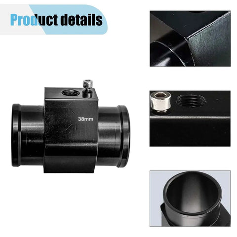 3 Pack Rugged Aluminum Water Temperature Joint Pipe 38mm Coolant Hose Swap showing detailed views and fittings.