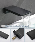 Wall mounted stainless steel waterfall spout, part of the Shower Faucet Set With Tub Spout And Waterfall Tub Trim Kit Includes Rough In Valve