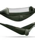 Two Person Pop Up Camping Hammock With Mosquito Net Lightweight Parachute Style Hanging Bed For Outdoor Use