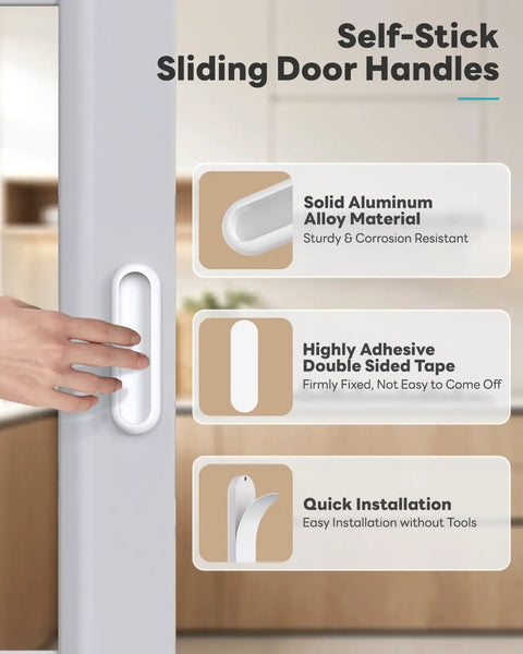 Self Adhesive Drawer Pull Handles 4 Inch White 4 Pack Durable Aluminum Alloy One Piece Construction No Rust Or Bending Dual Mount Quick Install Closet Door Knobs on sliding door