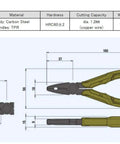 6.25 Inch Screw Removal Combination Pliers With Black Oxide Finish And Wire Cutter, Tough Multitool dimensions and specifications