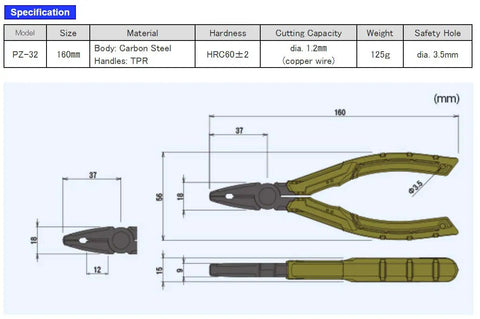 6.25 Inch Screw Removal Combination Pliers With Black Oxide Finish And Wire Cutter, Tough Multitool dimensions and specifications