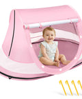 Pop Up Baby Beach Tent Sun Shade With Carry Bag No Fuss UPF 50 UV Protection Kid Friendly Infant and Toddler Outdoor Shelter Pink