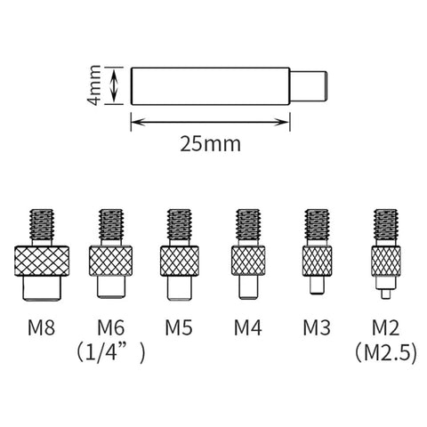 Diagram showing sizes of Soldering Iron Tips M8 Universal 936 Soldering Iron Head Heat Set Insert Tip With One Quarter Inch Replacement