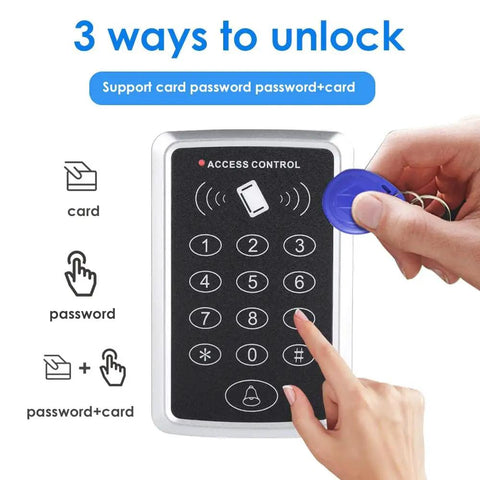 Door Access Control Keypad Plug And Play Standalone RFID Reader With Password And 5 Keyfobs Included For Home Security And Gate Opener