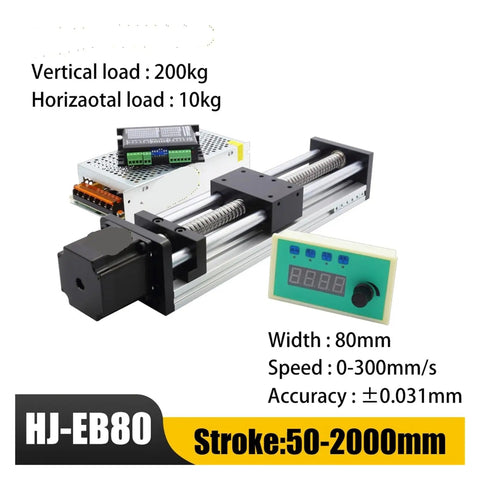 Pro Grade Linear Guide Replacement for CNC Machines Manual Shaft Actuator Module With Ball Screw Slide For Engraving Woodworking And Industrial Production Smooth Travel And Precise Motion, 80mm wide, HJ-EB80