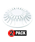 White Two Pack Bathroom Sink Hair Catcher With Heavy Duty Suction Cup For Pop Up Drains And One Inch Stopper 2.5 inch diameter screens.