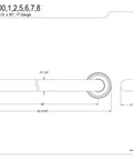 Technical diagram of 30 Inch Decorative Grab Bar In Brushed Brass With 17 Gauge Solid Brass Construction And Corrosion Resistant Finish Includes Mounting Hardware Center To Center Length For Safe Grip And Classic Bath Style.