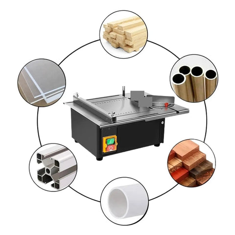 Top Shelf Benchtop Table Saw Featuring Rock Solid Stainless Steel Top And Hefty Copper Motor That Cuts Hardwood Like Butter for diverse materials.