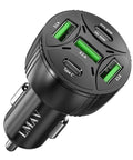 Keep Your Road Trip Vibe Tight With This Solid 5 Port Usb C Car Charger Delivering PD 75W Fast Charge To Power Up Every Gadget While Cruising Down The Interstate, top view showing ports and charger design.