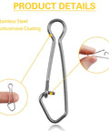 Stainless steel hook from Sinker Slide Kit With Hooked Snaps For Catfish Rigs Heavy Duty Fishing Sinker Slides Stainless Steel Duo Lock Line Connectors Glow 35 Pcs Tackle Box Essential Gear For Real Anglers. Product detail view with anticorrosive coating information.