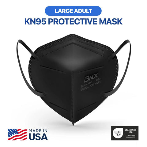 KN95 Face Mask Made In USA 20 Pack Breathable Disposable Protective Mask With Ear Loops FDA Registered PM25 Dust Pollen Haze Black