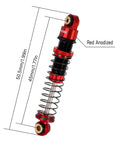 Beefy 45mm Aluminum Threaded Shock Absorbers With Oil Dampers For FCX24 1/24 RC Crawler Upgrade, Red Anodized, Zoom View
