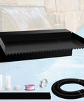 Pond Waterfall Spillway Pool Fountain Water Feature In Black Stainless Steel, Outdoor Garden Pond Waterfall Kit With No Light