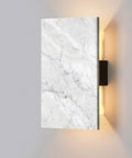 LED Wall Sconce 10W Up And Down Rectangular Acrylic Slick Modern Bedroom Accent Super Bright Hallway Living Room Fixture Dope Glow Clean Lines Zero Hassle Installation Standard Plug with white marble finish.