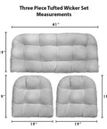 Three Piece Wicker Tufted Outdoor Cushion Set With All Weather Spun Fabric Water Resistant Cushions For Patio Furniture 41 by 19 inch