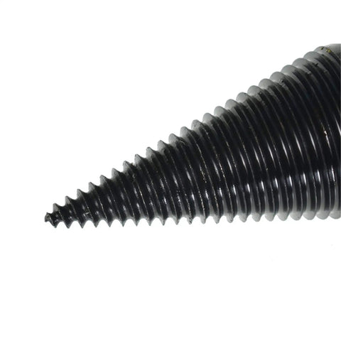 Heavy Duty Firewood Drill Bit With Removable Wood Splitter Cone close-up, high carbon steel tip for log splitting.