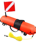 High Visibility Spearfishing Buoy Torpedo Float With Dive Safety Flag And 82 Foot Rope Inflatable Surface Signaling Float