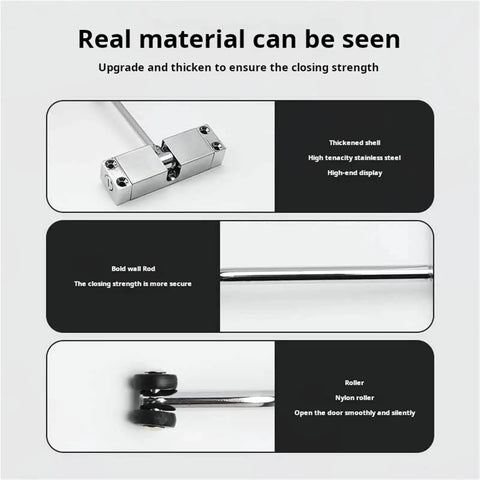 Automatic Door Closer For 20-40 Kg Doors, Adjustable Spring Closing Device, No Slam Quiet Soft Close Hardware, Round Black Finish