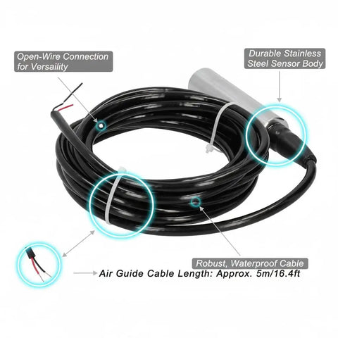 Liquid Level Transmitter With 5m Cable 4 To 20 mA Output 12 To 32 VDC 304 Stainless Steel Sensor Digital Conditioning