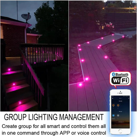 Low Voltage LED Deck Lights 30 Pack RGBW Smart WiFi Recessed Step Lights For Under Deck And Walkway, IP67, voice control