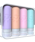 Leak Proof TSA Approved Travel Bottles Set 3oz refillable containers multicolor in clear travel case ideal for travel gym plane or dorm use