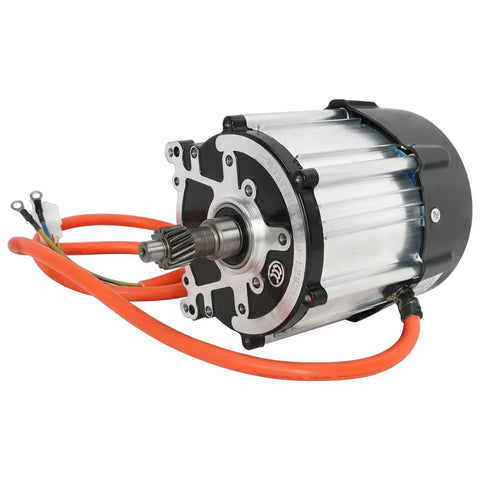 Badass 72V 1500W Brushless Differential Axle Motor with Heavy 16T Gear Shaft, showing cables and metal housing for DIY projects.