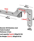 Heavy Duty Pivot Door Hinges 2 Pairs, 4.7mm Thick Offset Hinges With 180 Shaft, Max Load 132 lb Per Pair, 201 Stainless Shaft