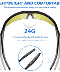 Heavy-Duty 24 Haul Of Safety Glasses With Yellow Tint Lenses And Sturdy Black Temples ANSI Z87 Marked UV Blocker showing flexible frame design.