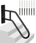 Rock Solid 304 Stainless Steel Handrail For Indoor Outdoor Steps With Slick U Shape Grip mounted beside stairs, includes screws.