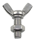 Front view of 6 Pack M8 Thumb Screws 1.25x20mm Stainless Steel Butterfly Wing Nuts With Nuts Toolless Hand Tighten For Easy Quick Adjustments Durable 304 Stainless Corrosion Resistant Great For Outdoor Projects