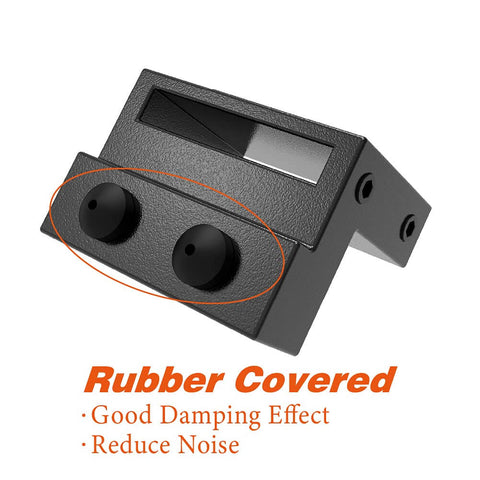 Rubber Cushioned Stopper Limit for Sliding Barn Door Track Roller Kit Fits One Point Six Inch Wide One Quarter Inch Thick Flat Track Noise Quieting Adjustable Screw In For Strong Secure Fit And Easy Repositioning, close-up view