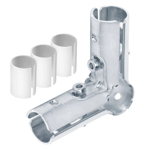 Three Way 90 Degree Pipe Cross Connector Clamps For One Half Inch EMT Conduit With PE Adapter Shims, Bolts And Nuts Included