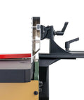 Side view of Six Inch Spiral Cutterhead Benchtop Jointer Loaded With Teflon Coated Aluminum Tables And 12 Durable Carbide Inserts.