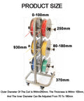 Heavy Duty Wire Spool Rack Holder Steel Dispenser for industrial electrical and retail use, dimensions shown on image.