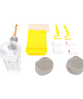 Complete Furniture Glow Up Paint Roller Kit With Mini Rollers And Sponge Brushes For Cabinet Refinishing High Density Foam Tools including mixing cups and tray liner.