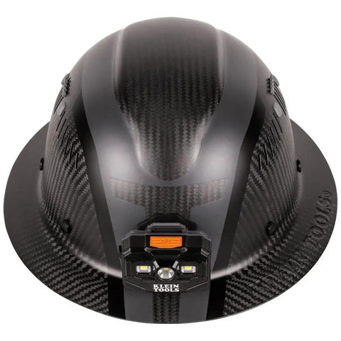 Carbon Fiber Full Brim Hard Hat With Rechargeable Headlamp Vented ANSI Z89.1 Class C Type 1 Spartan K12 Series Beefed Up Lightweight