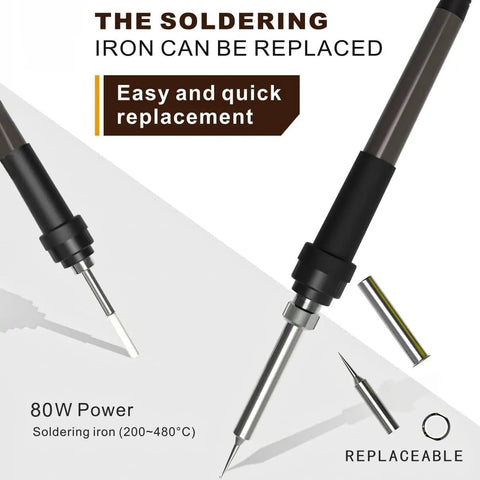 Soldering iron from 2 In 1 Digital Rework Station With Hot Air Gun And Soldering Iron Includes 3 Nozzles And Solder Wire Bracket 110V Anti Static