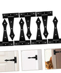8 pack heavy duty cabinet door hinges in black iron for home and outdoor use, suitable for kitchen, bathroom, pet houses, and barns.