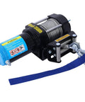 Rock Hard 3500 Lbs Winch For ATVs And UTVs With Wireless Remote And Steel Cable, close-up view of winch with steel cable.