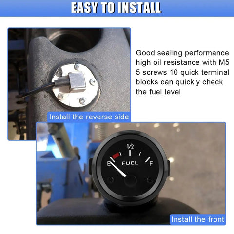 52mm Fuel Sending Unit 12V 240-33 Ohm Level Sensor With LED Backlit Gas Gauge Pointer Universal Auto Fuel Tank Meter installed on tank