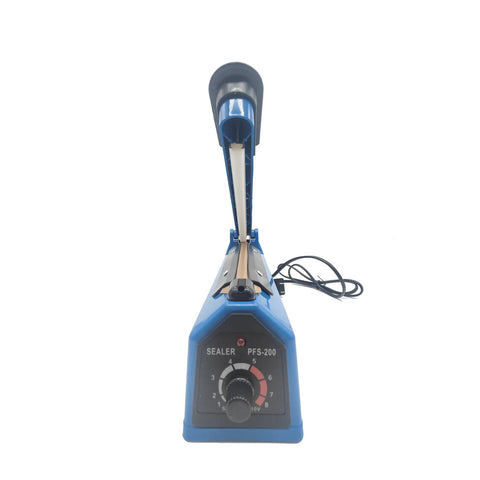 Smooth Operator Eight Inch Manual Impulse Heat Sealer For Plastic Film Mylar And Shrink Wrap Bags Plug And Play Quick Seal Machine, front view with controls.